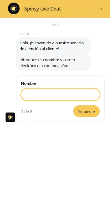 Spinsy Casino Chat en Vivo y Soporte Spinsy Casino Live Chat con formulario de atención al cliente